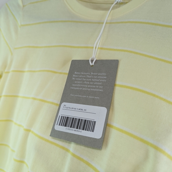 Everlane T Shirt Women Yellow Stripe Organic Cotton Crew Tee Longline - Picture 12 of 12